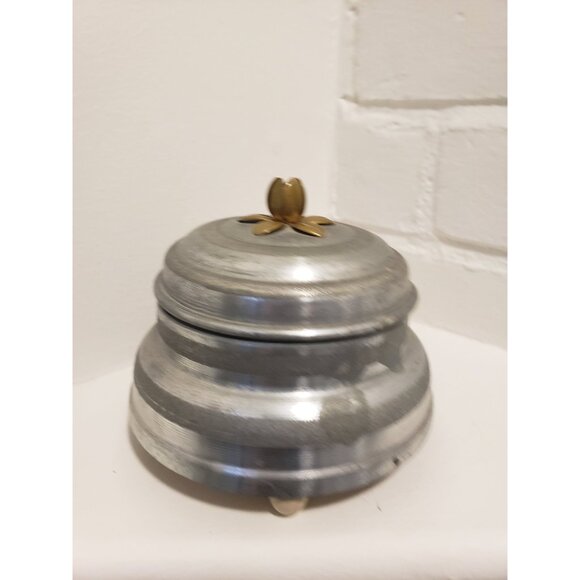 Musical Bell Powder Puff Box Vintage Metal Music Maker Vanity Decor - Picture 4 of 10